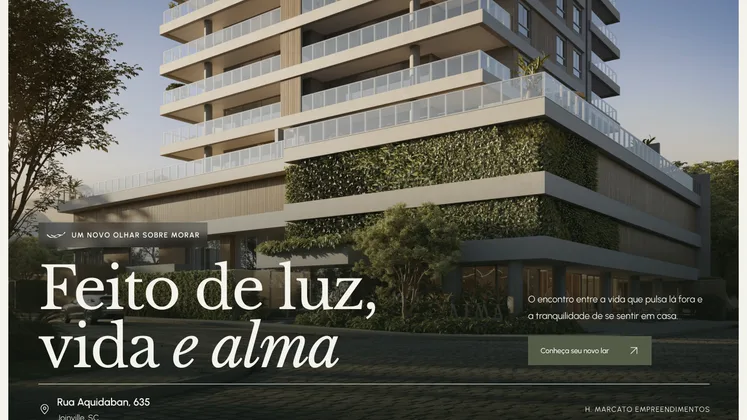 Uma página que deixa o apartamento falar antes do anúncio
